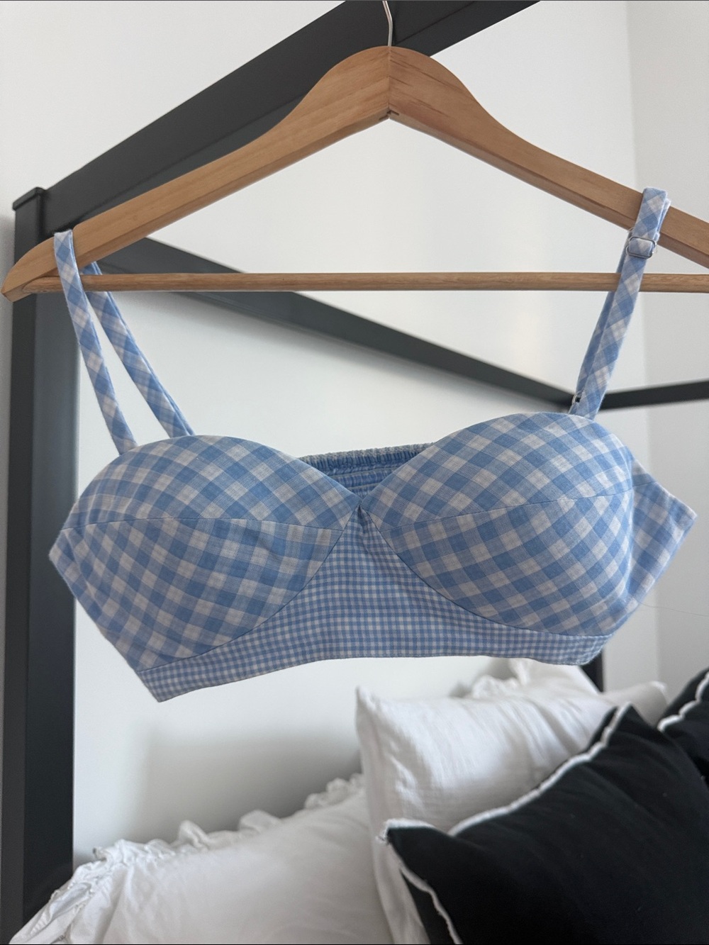 Favorite Daughter Blue Gingham Crop Bralette